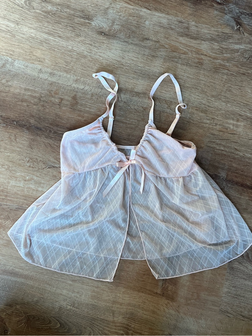 Pink Sheer Mesh Babydoll Lingerie Top Coquette Y2K Size S